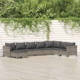 vidaXL 7-Piece Lounge Set with Cushions Poly Rattan Grey