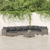 vidaXL 7-Piece Lounge Set with Cushions Poly Rattan Grey