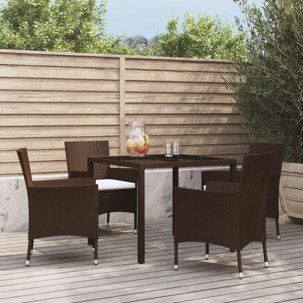 vidaXL 5-piece Garden Lounge Set with Cushions Poly Rattan Brown