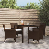 vidaXL 5-piece Garden Lounge Set with Cushions Poly Rattan Brown