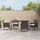 vidaXL 5-piece Garden Lounge Set with Cushions Poly Rattan Brown