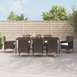 vidaXL 5-piece Garden Lounge Set with Cushions Poly Rattan Brown