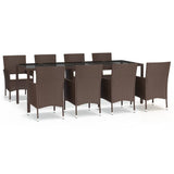 vidaXL 5-piece Garden Lounge Set with Cushions Poly Rattan Brown