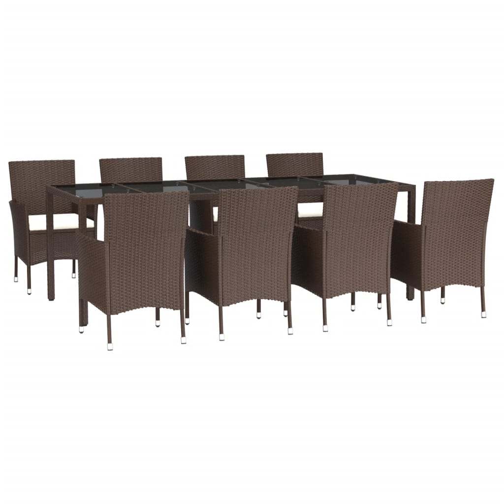 vidaXL 5-piece Garden Lounge Set with Cushions Poly Rattan Brown