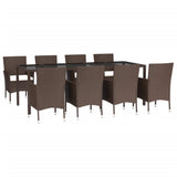 vidaXL 5-piece Garden Lounge Set with Cushions Poly Rattan Brown