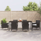 vidaXL 5-delige Tuinset met kussens poly rattan zwart