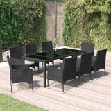 vidaXL 5-delige Tuinset met kussens poly rattan zwart