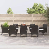 vidaXL 5-delige Tuinset met kussens poly rattan zwart