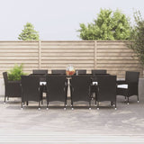 vidaXL 5-delige Tuinset met kussens poly rattan zwart