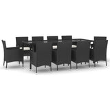 vidaXL 5-delige Tuinset met kussens poly rattan zwart