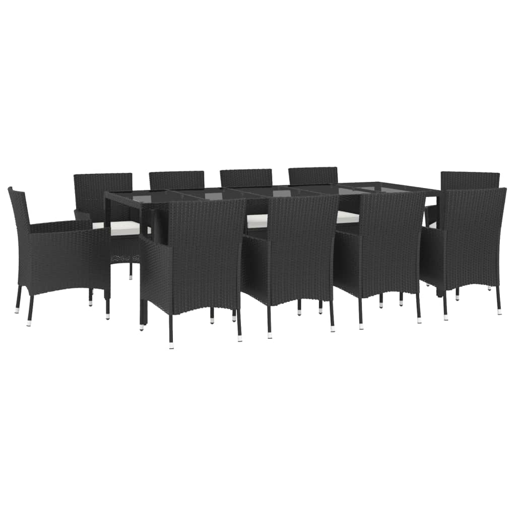 vidaXL 5-delige Tuinset met kussens poly rattan zwart