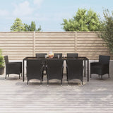 vidaXL 5-delige Tuinset met kussens poly rattan zwart