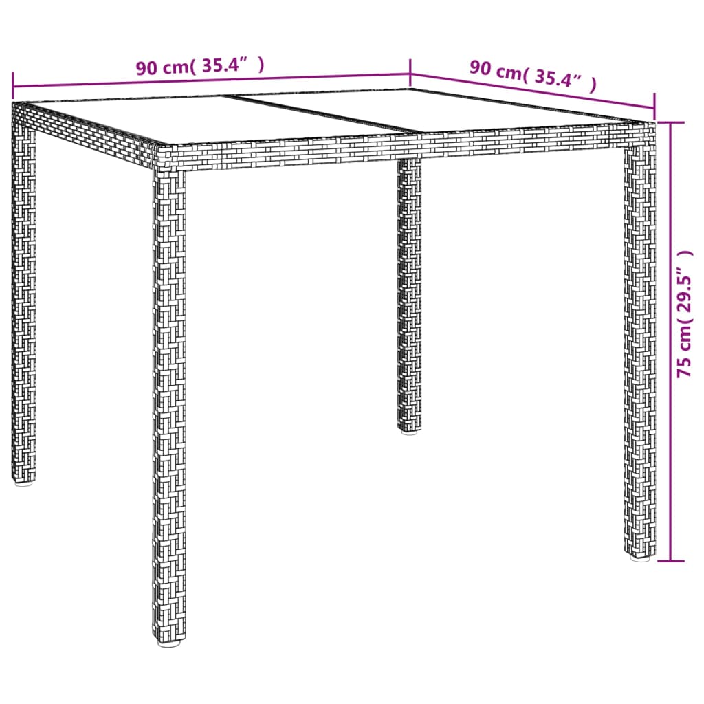 vidaXL 3-delige Tuinset met kussens poly rattan grijs