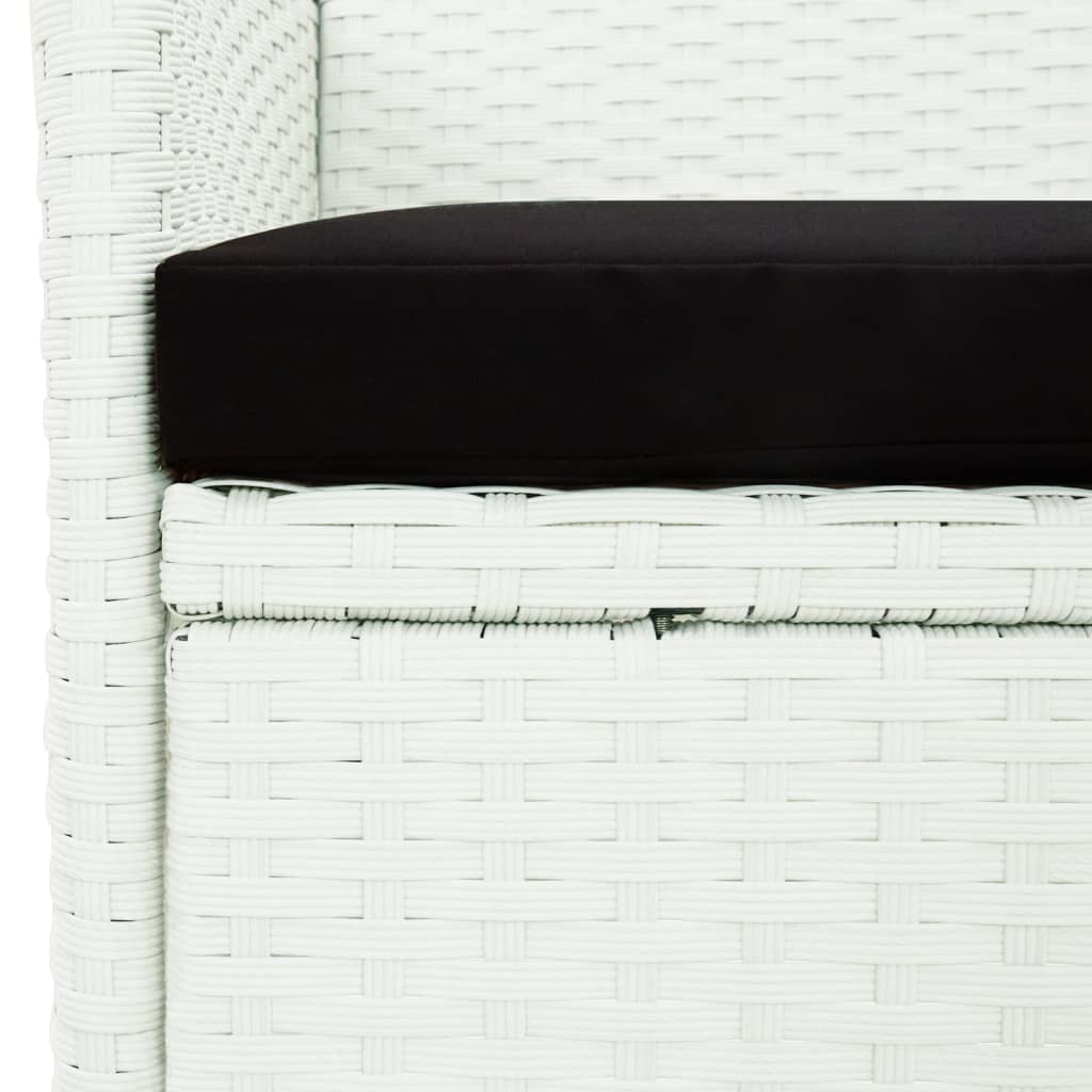 vidaXL 5-delige Tuinset met kussens poly rattan wit