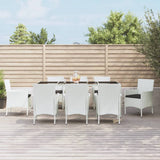 vidaXL 5-delige Tuinset met kussens poly rattan wit