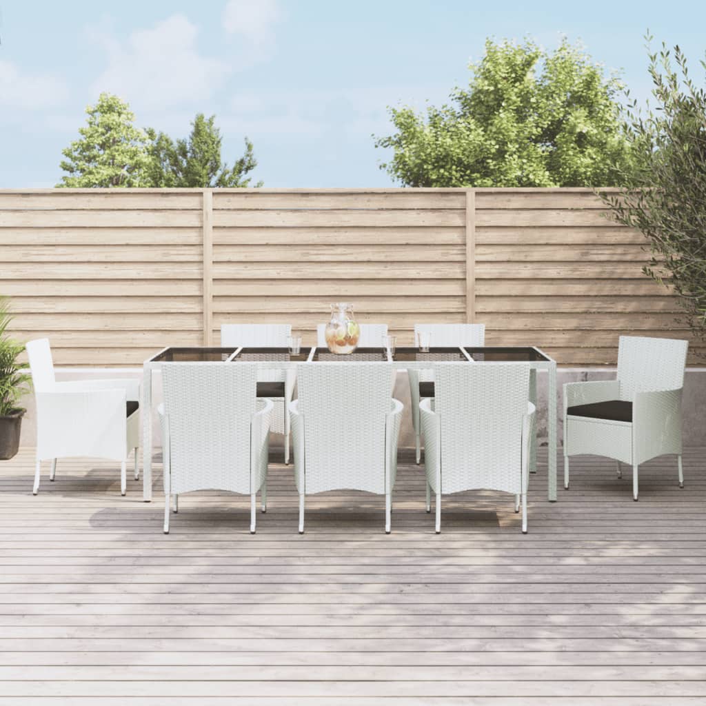 vidaXL 5-delige Tuinset met kussens poly rattan wit