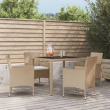 vidaXL 3-Piece Garden Lounge Set with Cushions Poly Rattan Beige