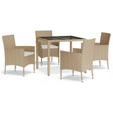 vidaXL 3-Piece Garden Lounge Set with Cushions Poly Rattan Beige