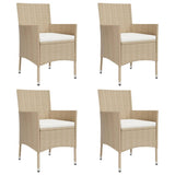 vidaXL 3-Piece Garden Lounge Set with Cushions Poly Rattan Beige