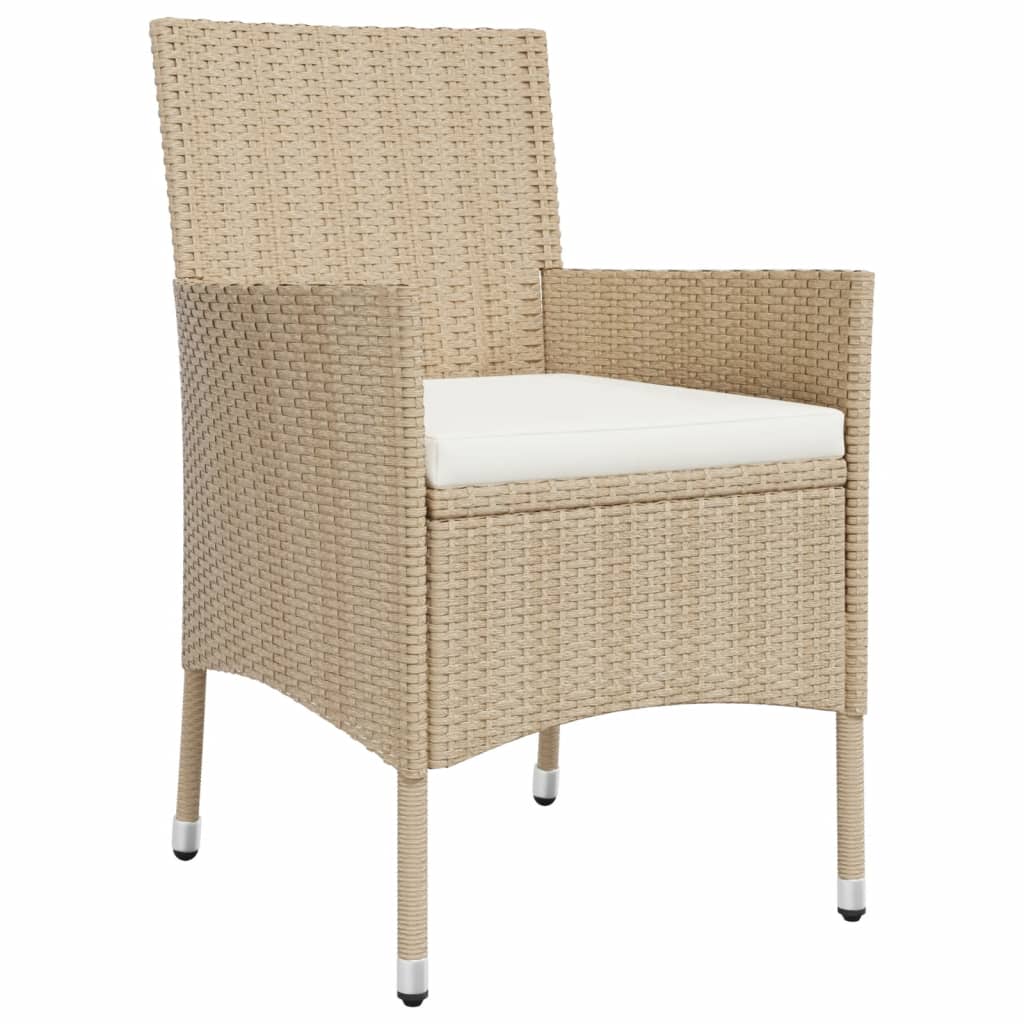 vidaXL 3-Piece Garden Lounge Set with Cushions Poly Rattan Beige