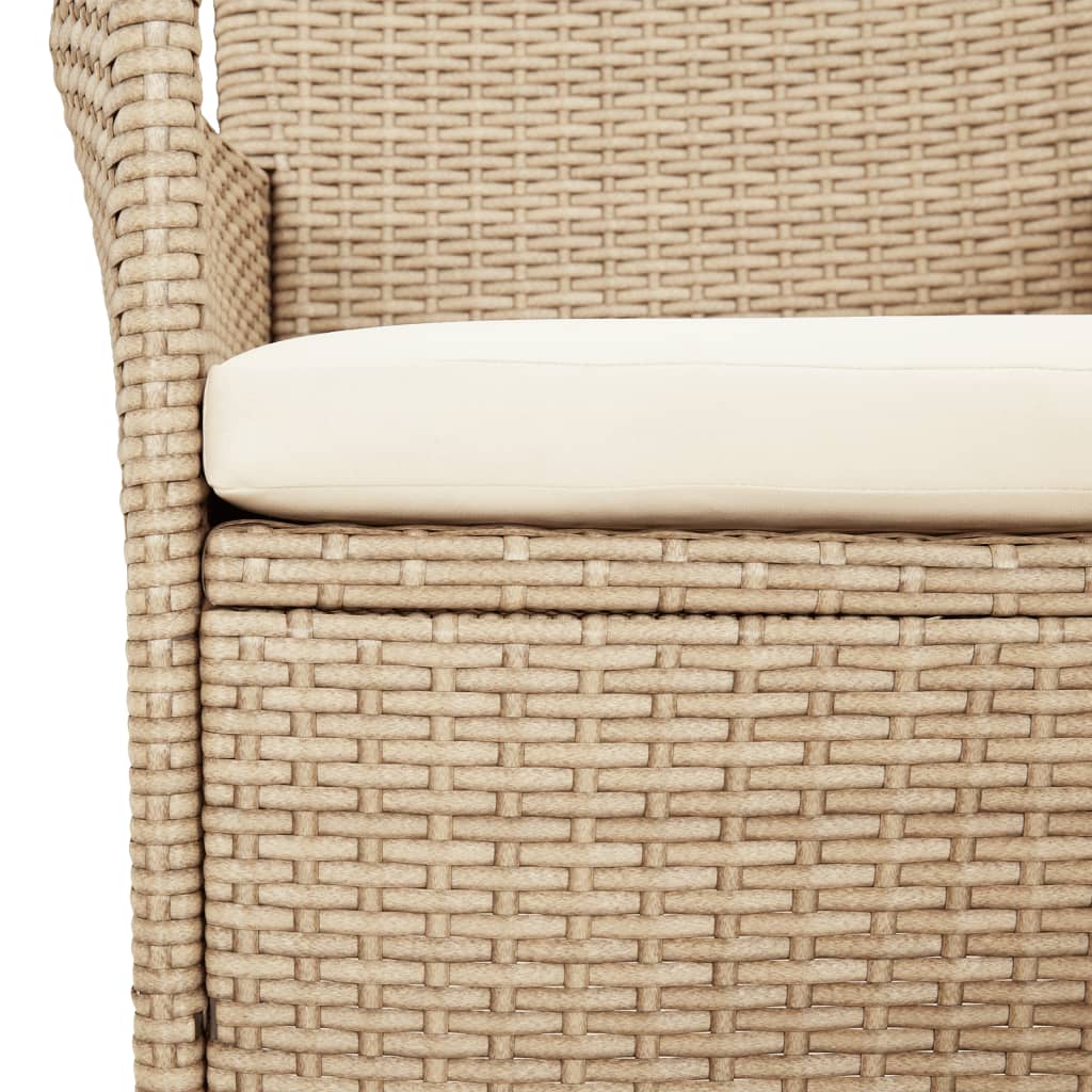 vidaXL 3-Piece Garden Lounge Set with Cushions Poly Rattan Beige