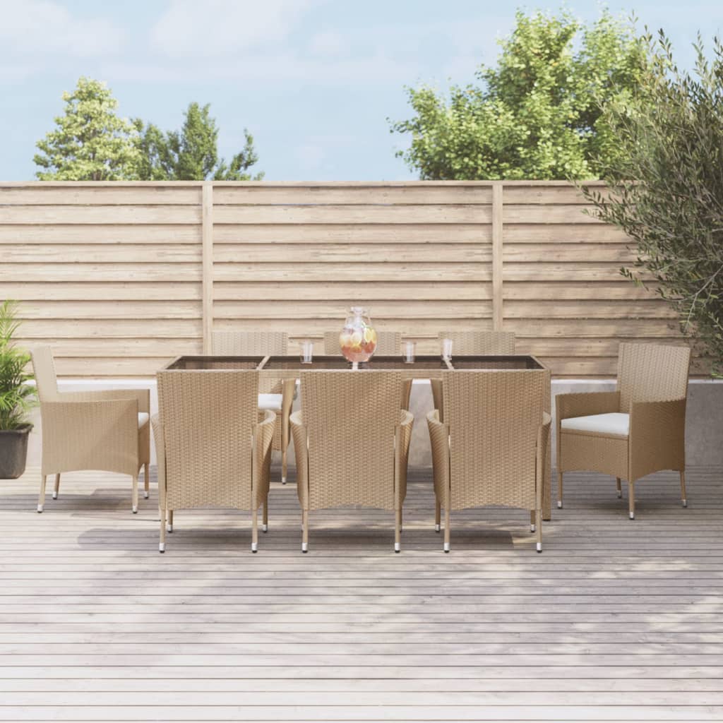 vidaXL 3-Piece Garden Lounge Set with Cushions Poly Rattan Beige