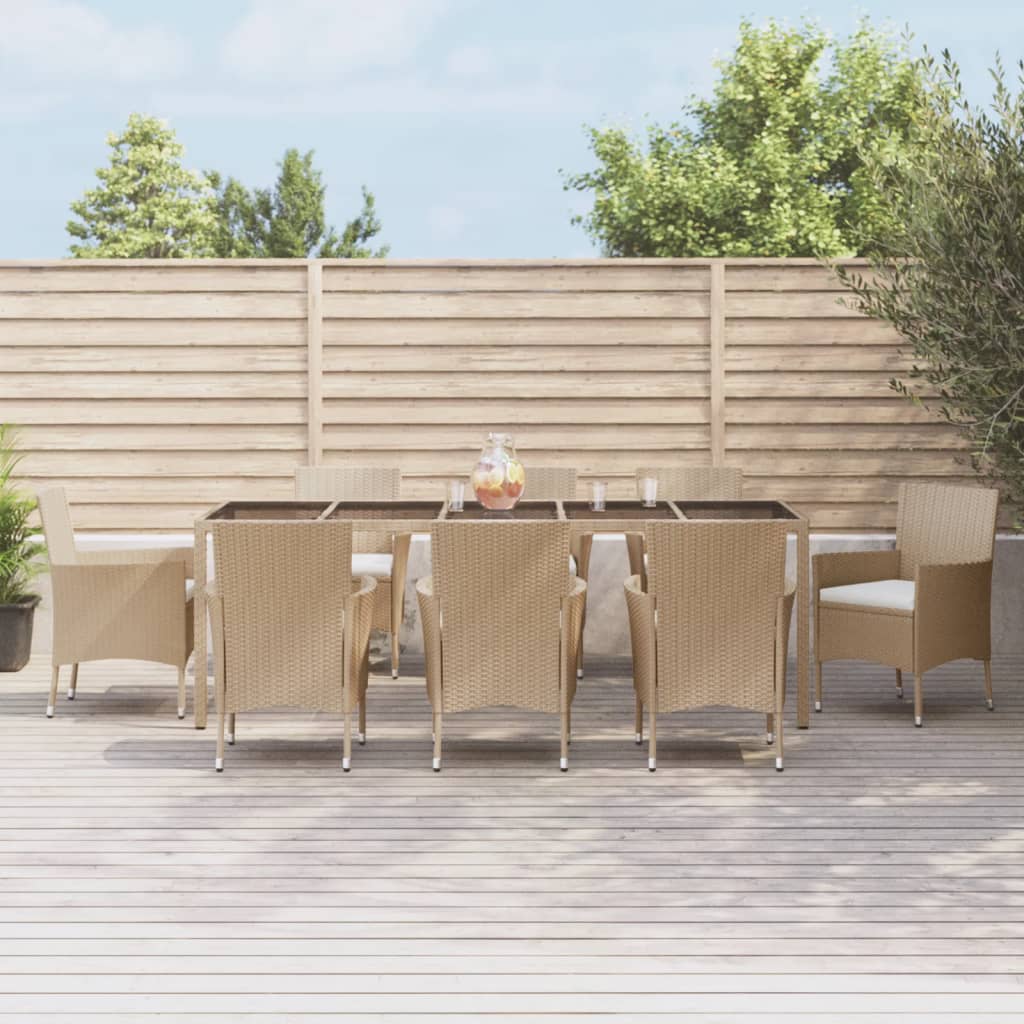 vidaXL 3-Piece Garden Lounge Set with Cushions Poly Rattan Beige