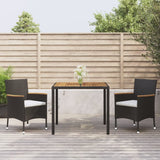 vidaXL 3-delige Tuinset met kussens poly rattan zwart