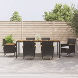 vidaXL 3-delige Tuinset met kussens poly rattan zwart
