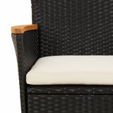 vidaXL 3-delige Tuinset met kussens poly rattan zwart