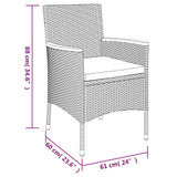 vidaXL 3-delige Tuinset met kussens poly rattan zwart