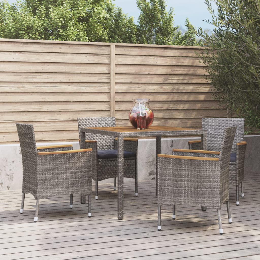 vidaXL 3-Piece Garden Lounge Set with Cushions Poly Rattan Grey