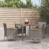 vidaXL 3-Piece Garden Lounge Set with Cushions Poly Rattan Grey