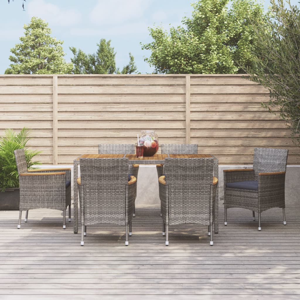 vidaXL 3-Piece Garden Lounge Set with Cushions Poly Rattan Grey