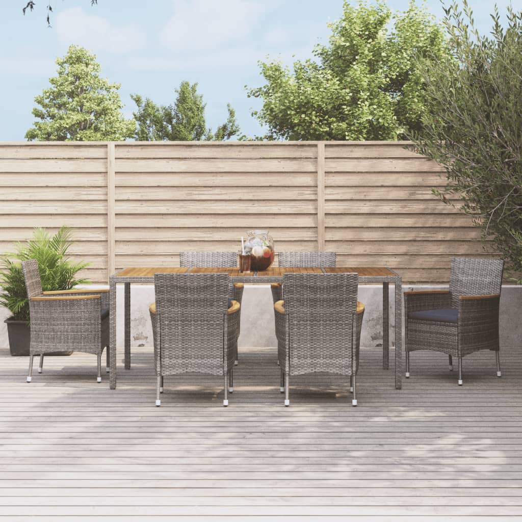 vidaXL 3-Piece Garden Lounge Set with Cushions Poly Rattan Grey