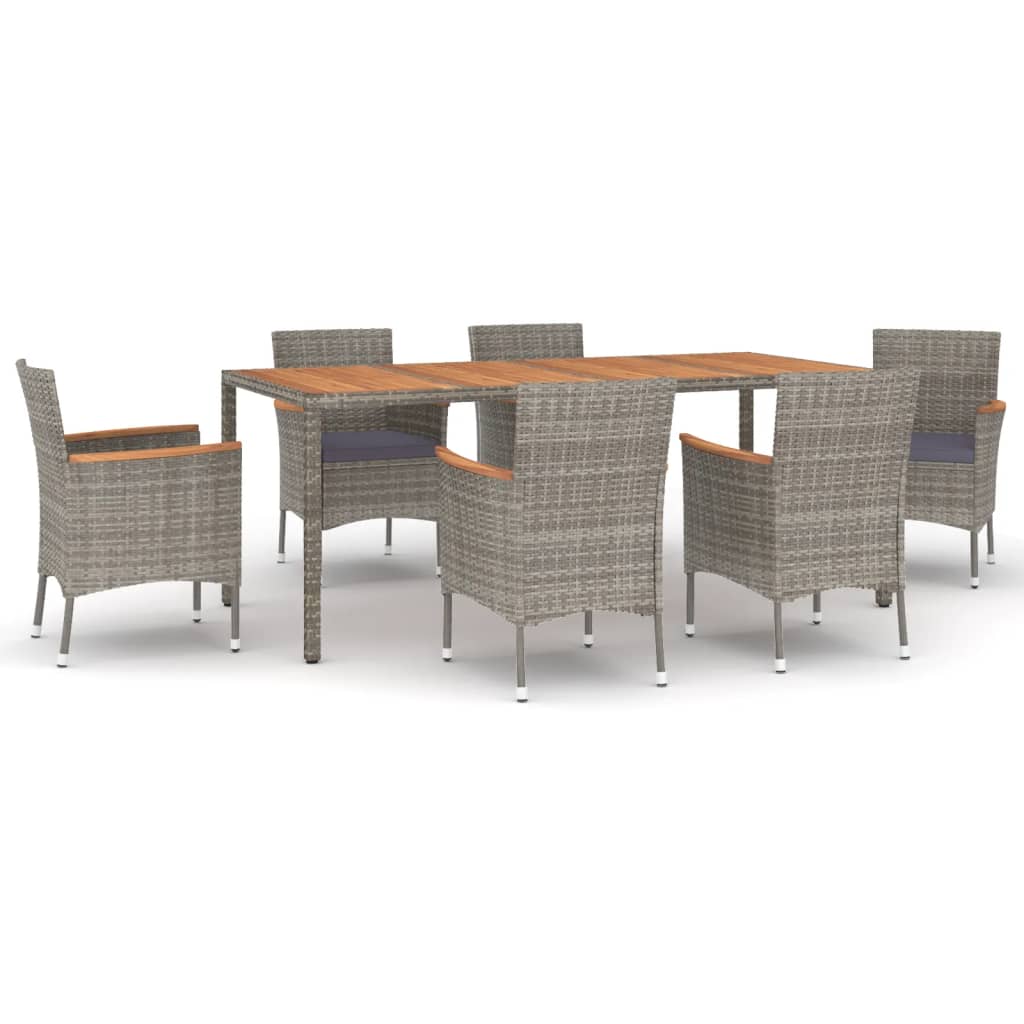vidaXL 3-Piece Garden Lounge Set with Cushions Poly Rattan Grey
