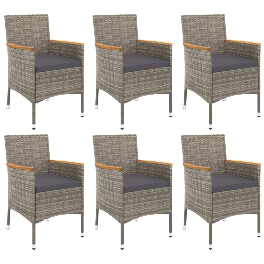 vidaXL 3-Piece Garden Lounge Set with Cushions Poly Rattan Grey