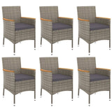 vidaXL 3-Piece Garden Lounge Set with Cushions Poly Rattan Grey