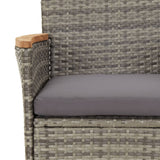 vidaXL 3-Piece Garden Lounge Set with Cushions Poly Rattan Grey