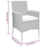 vidaXL 3-Piece Garden Lounge Set with Cushions Poly Rattan Grey