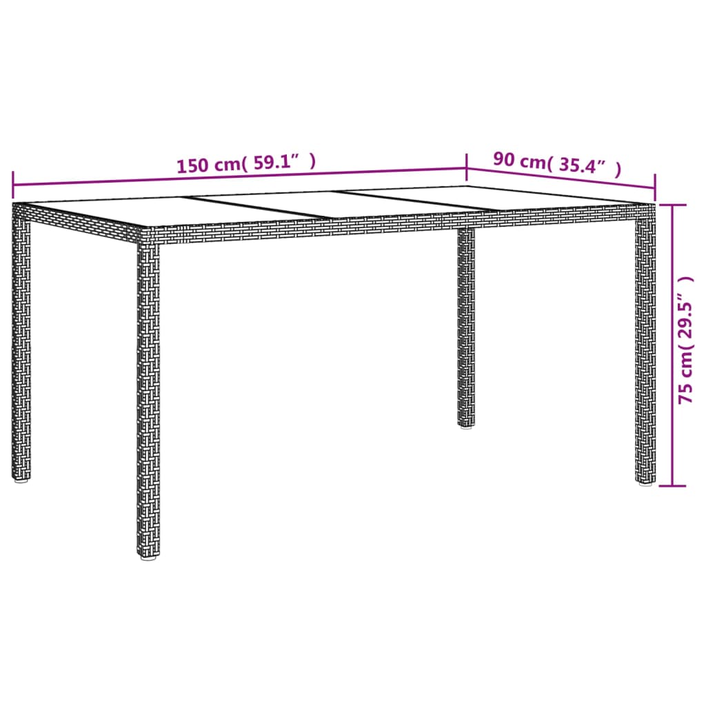 vidaXL 7-delige Tuinset met kussens poly rattan zwart