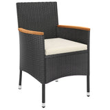 vidaXL 7-delige Tuinset met kussens poly rattan zwart