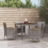 vidaXL 3-Piece Garden Lounge Set with Cushions Poly Rattan Grey