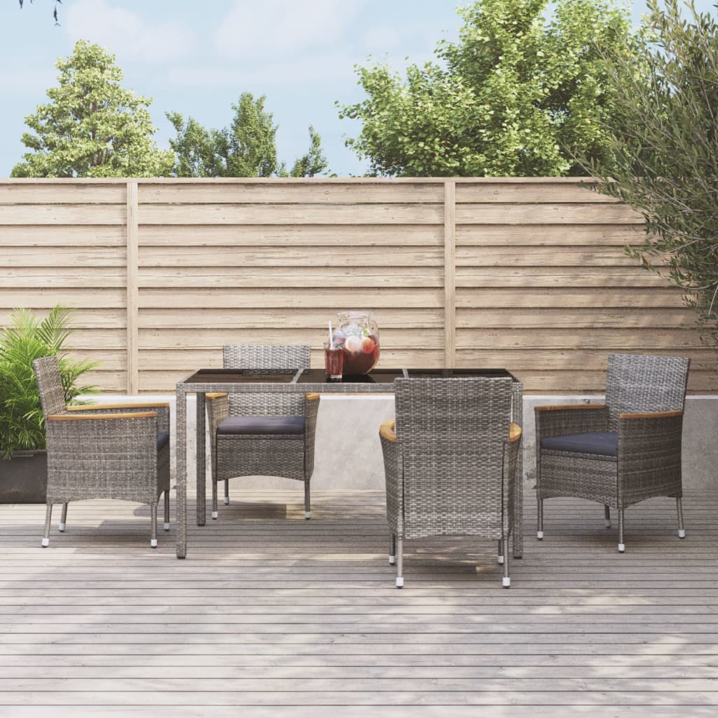 vidaXL 3-Piece Garden Lounge Set with Cushions Poly Rattan Grey