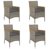 vidaXL 3-Piece Garden Lounge Set with Cushions Poly Rattan Grey