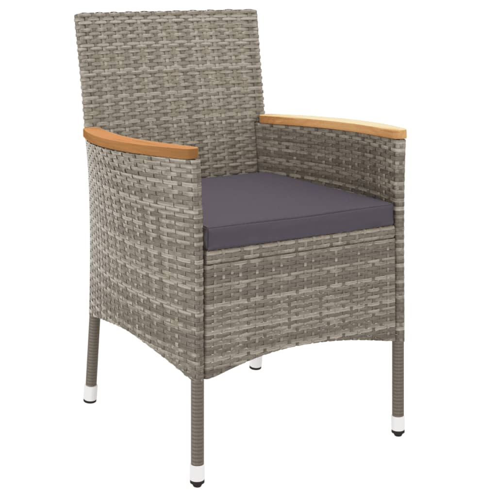 vidaXL 3-Piece Garden Lounge Set with Cushions Poly Rattan Grey