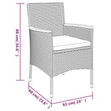 vidaXL 3-Piece Garden Lounge Set with Cushions Poly Rattan Grey
