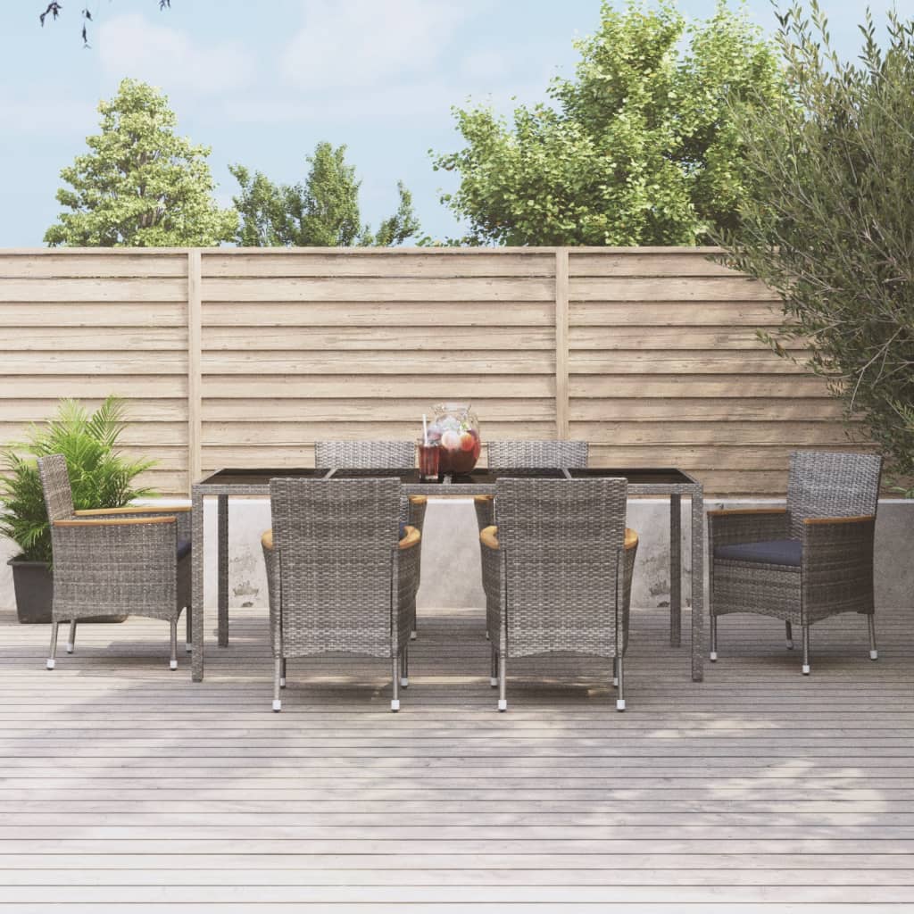 vidaXL 3-Piece Garden Lounge Set with Cushions Poly Rattan Grey