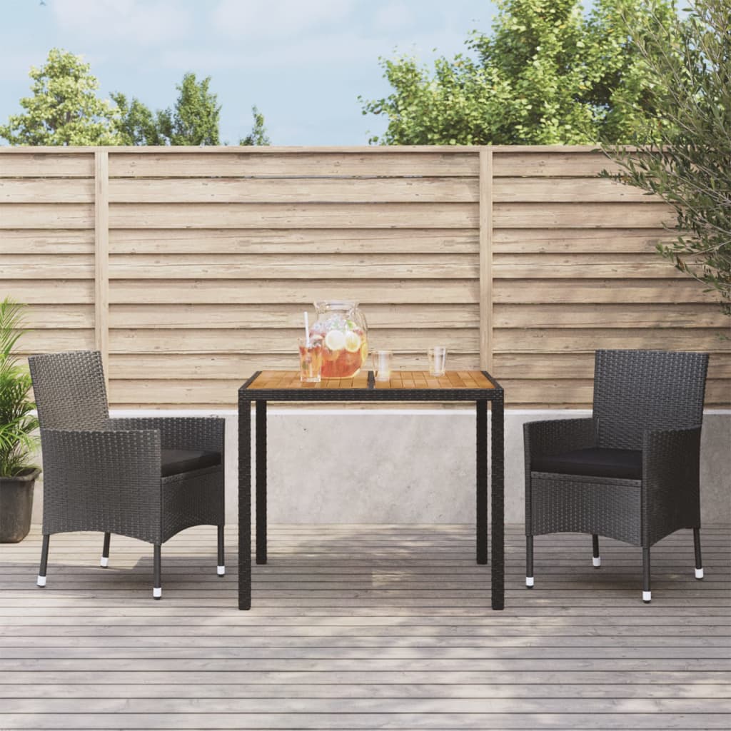 vidaXL 5-delige Tuinset met kussens poly rattan zwart
