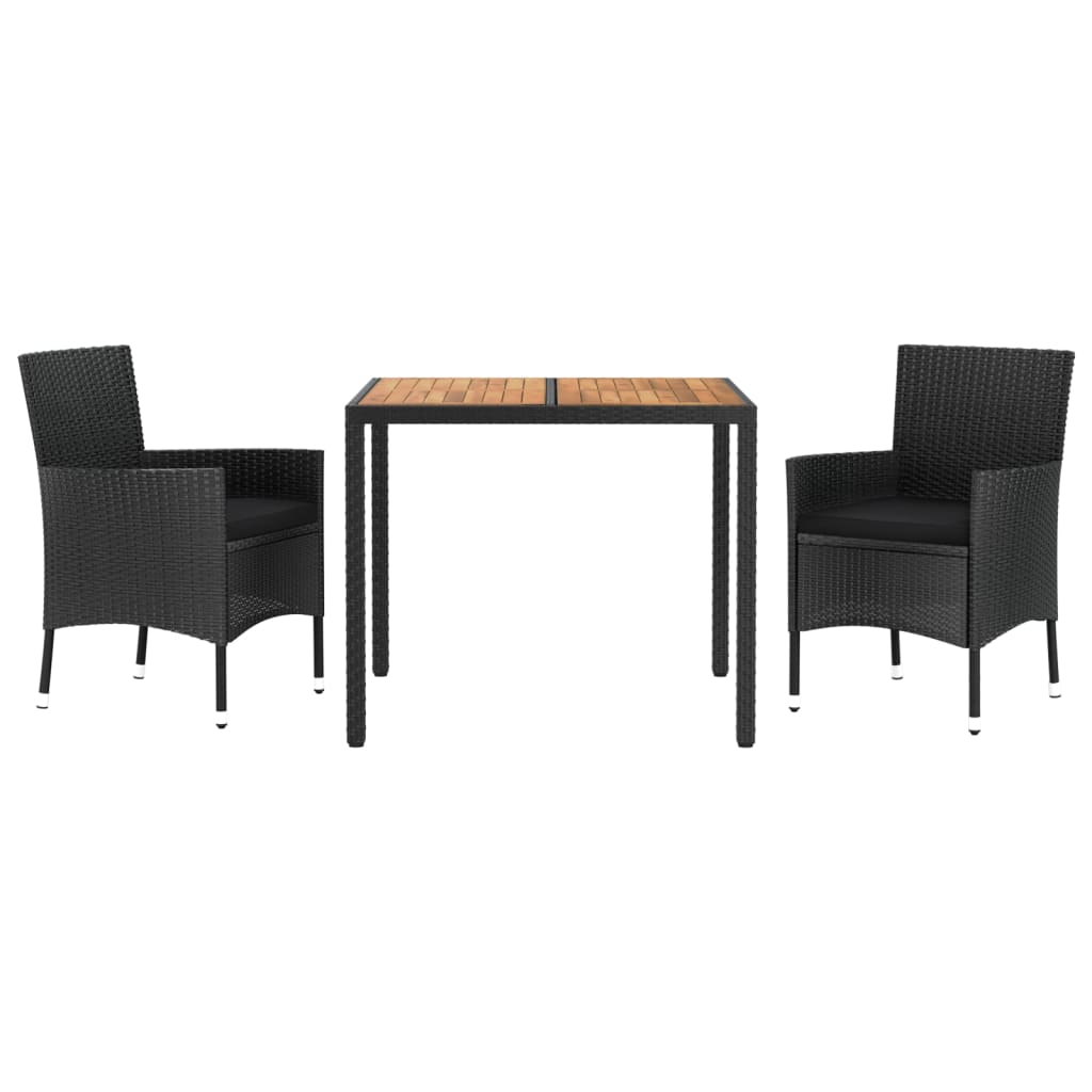 vidaXL 5-delige Tuinset met kussens poly rattan zwart